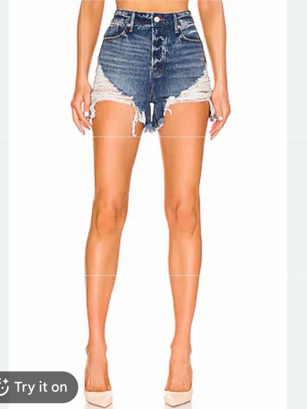Good American High-Rise Frayed Bombshell Shorts in Blue646 Size 10/30